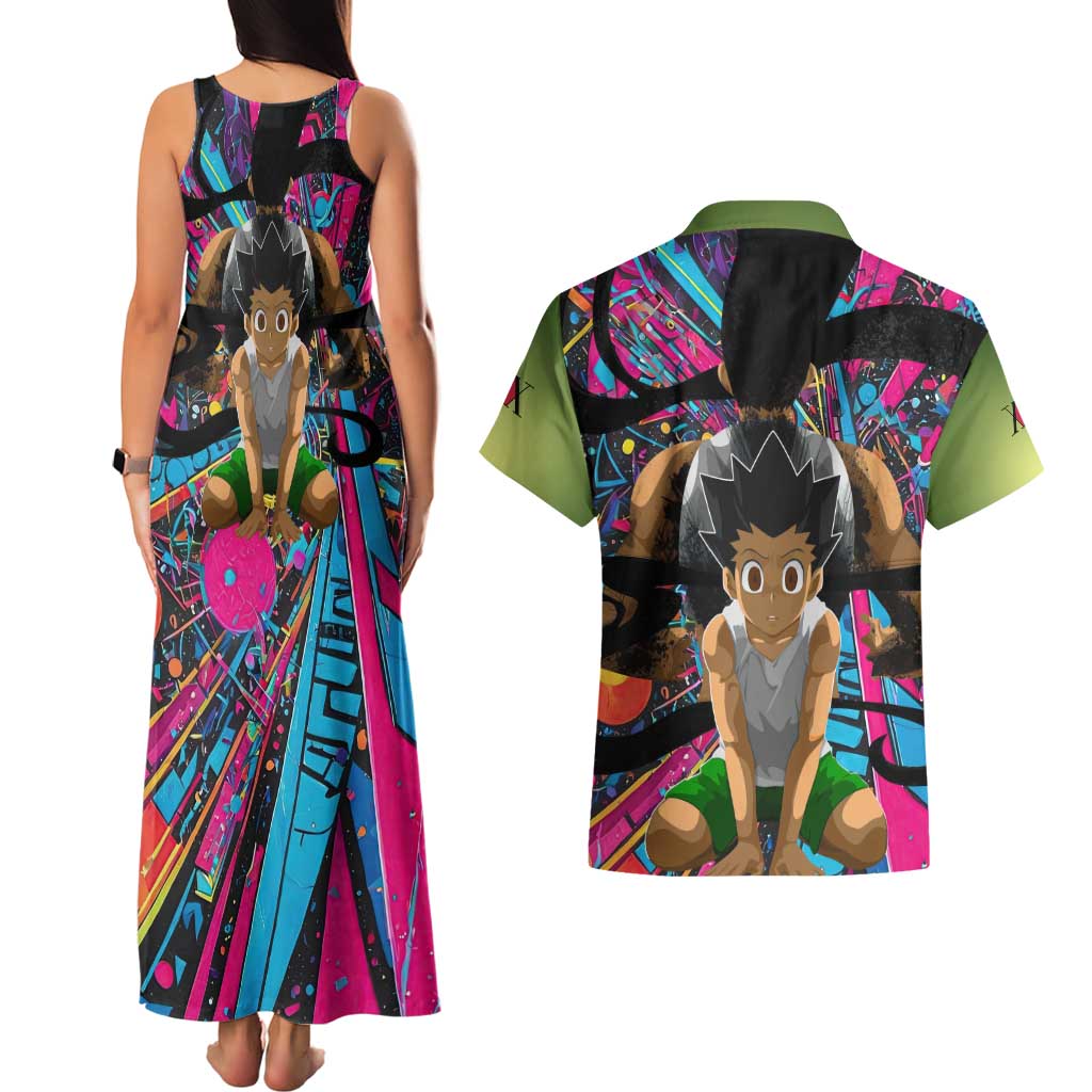 Trippy Gon Freecss Hunter X Hunter Couples Matching Tank Maxi Dress and Hawaiian Shirt Trippy Mix Anime Style - The Mazicc