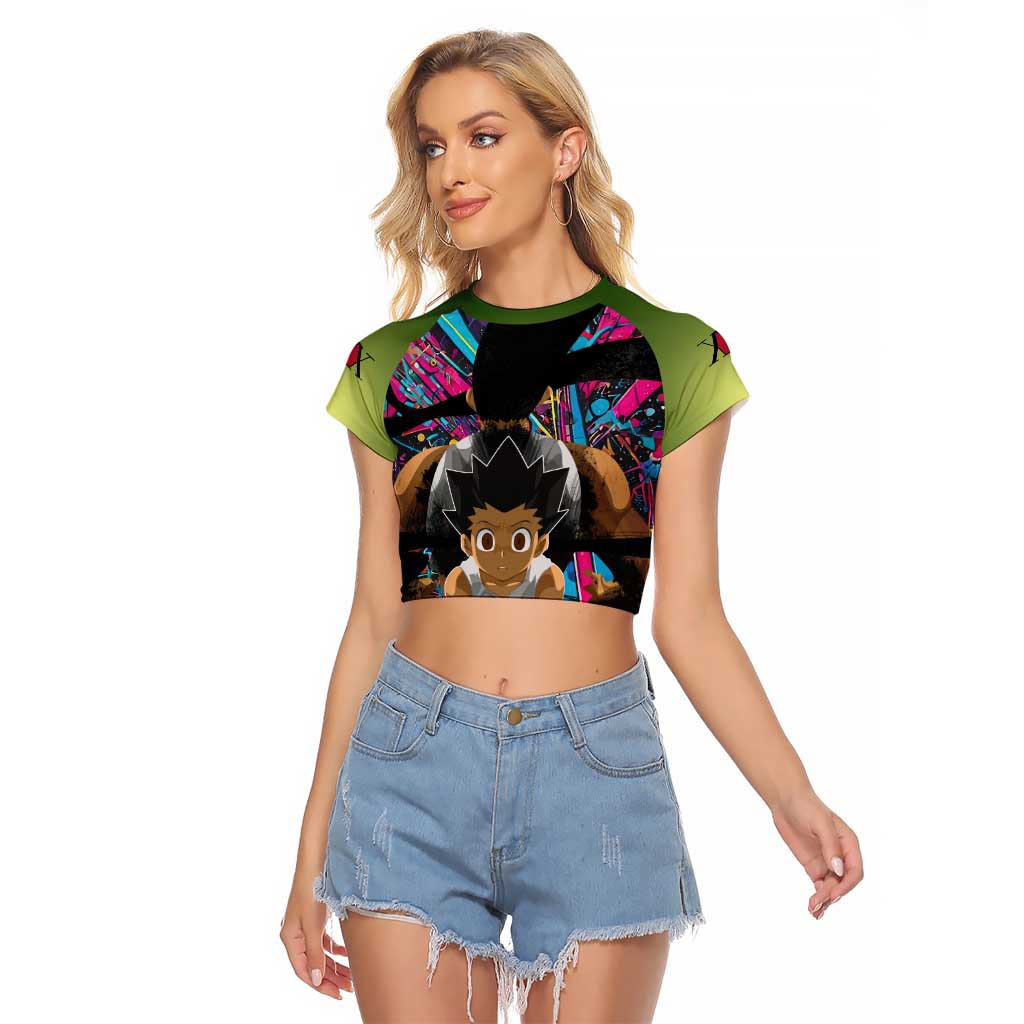 Trippy Gon Freecss Hunter X Hunter Raglan Cropped T Shirt Trippy Mix Anime Style - The Mazicc