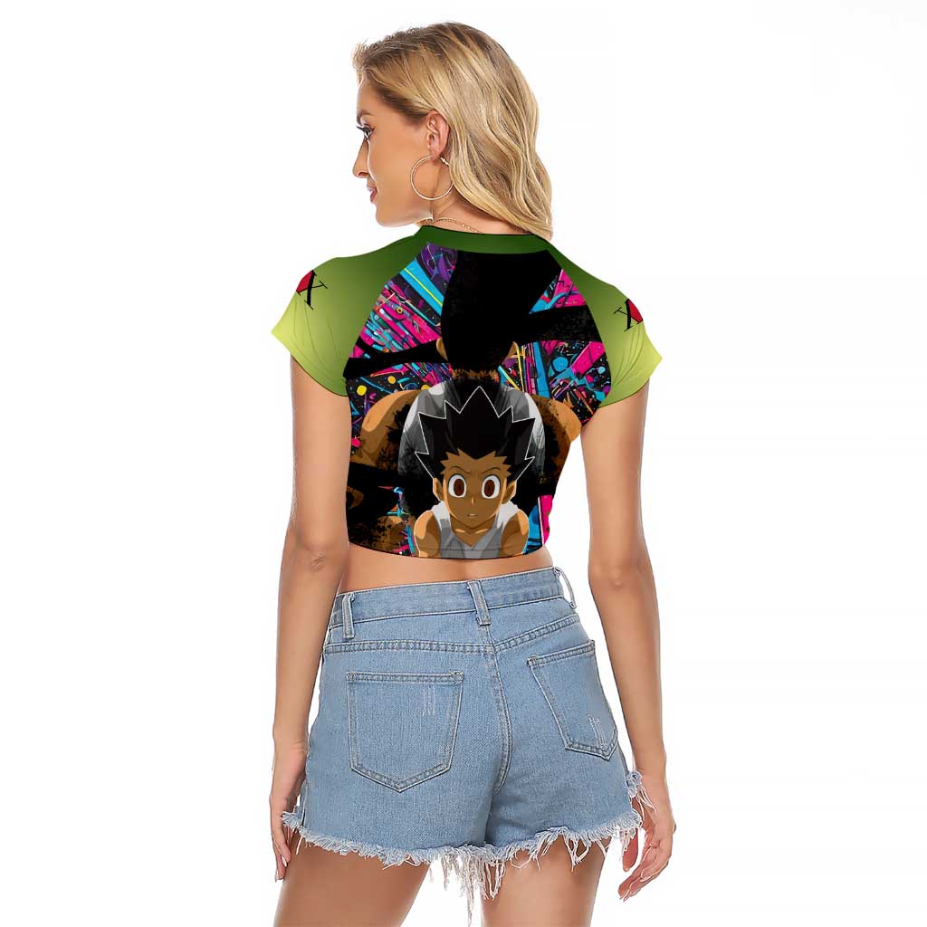 Trippy Gon Freecss Hunter X Hunter Raglan Cropped T Shirt Trippy Mix Anime Style - The Mazicc