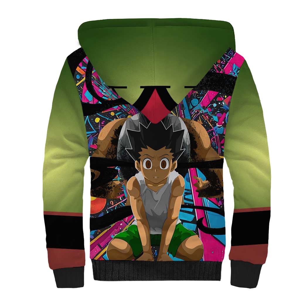 Trippy Gon Freecss Hunter X Hunter Sherpa Hoodie Trippy Mix Anime Style - The Mazicc