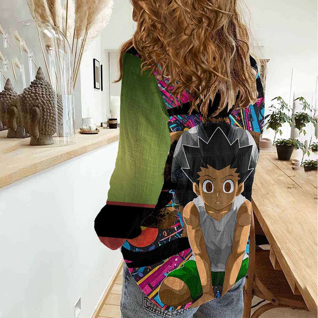 Trippy Gon Freecss Hunter X Hunter Women Casual Shirt Trippy Mix Anime Style - The Mazicc