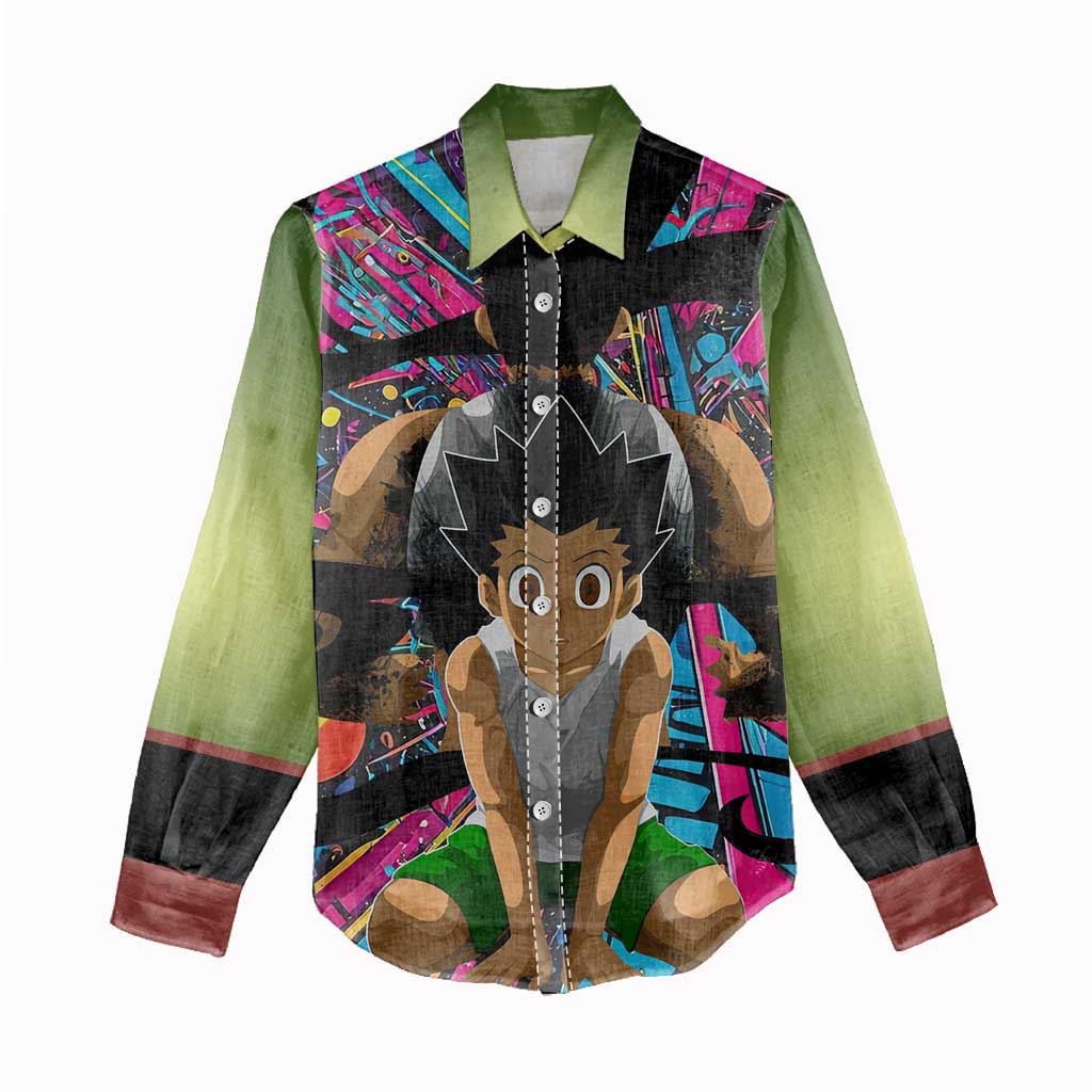 Trippy Gon Freecss Hunter X Hunter Women Casual Shirt Trippy Mix Anime Style - The Mazicc