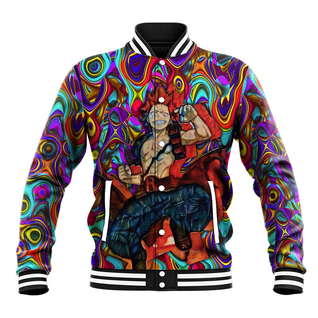 Trippy Kirishima Red Riot My Hero Academia Baseball Jacket Trippy Mix Anime Style - The Mazicc