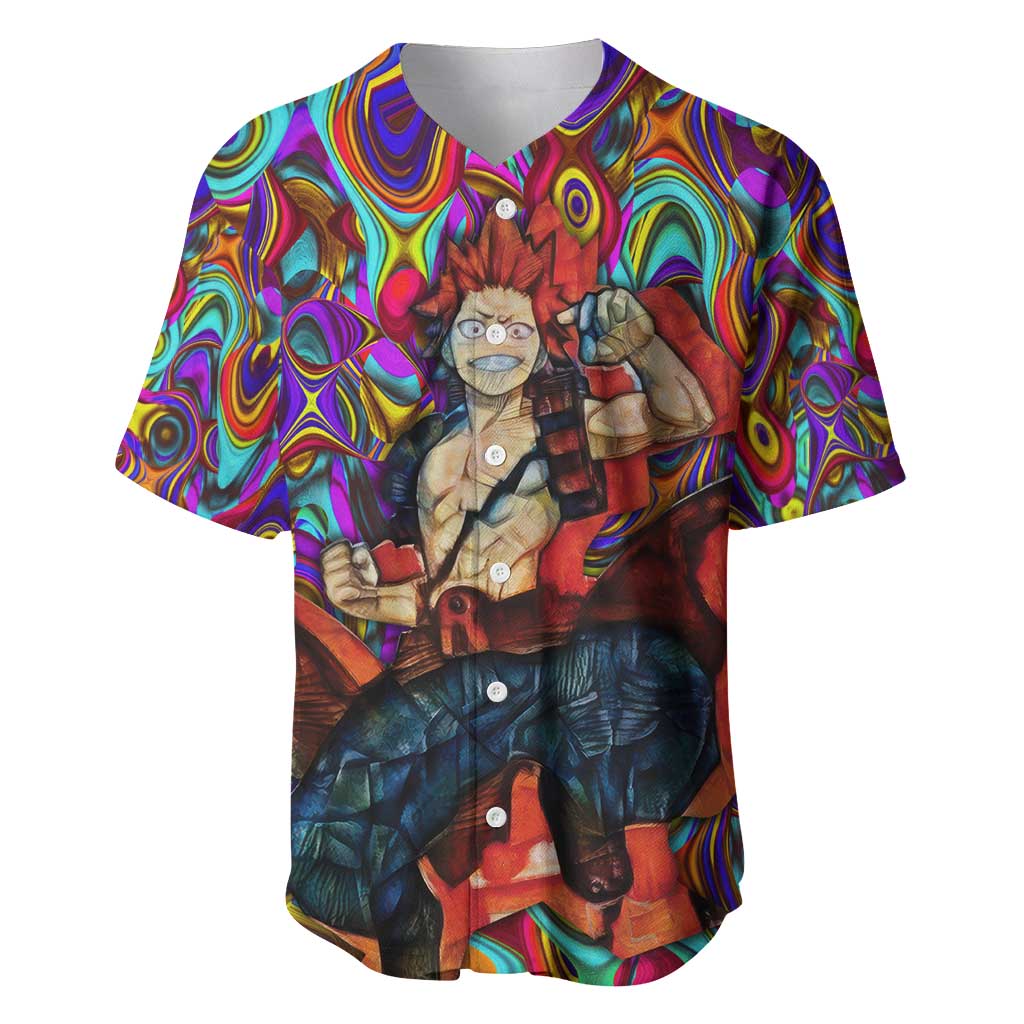 Trippy Kirishima Red Riot My Hero Academia Baseball Jersey Trippy Mix Anime Style - The Mazicc