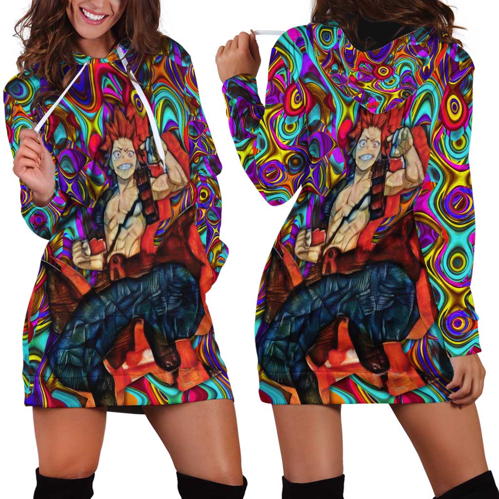 Trippy Kirishima Red Riot My Hero Academia Hoodie Dress Trippy Mix Anime Style - The Mazicc