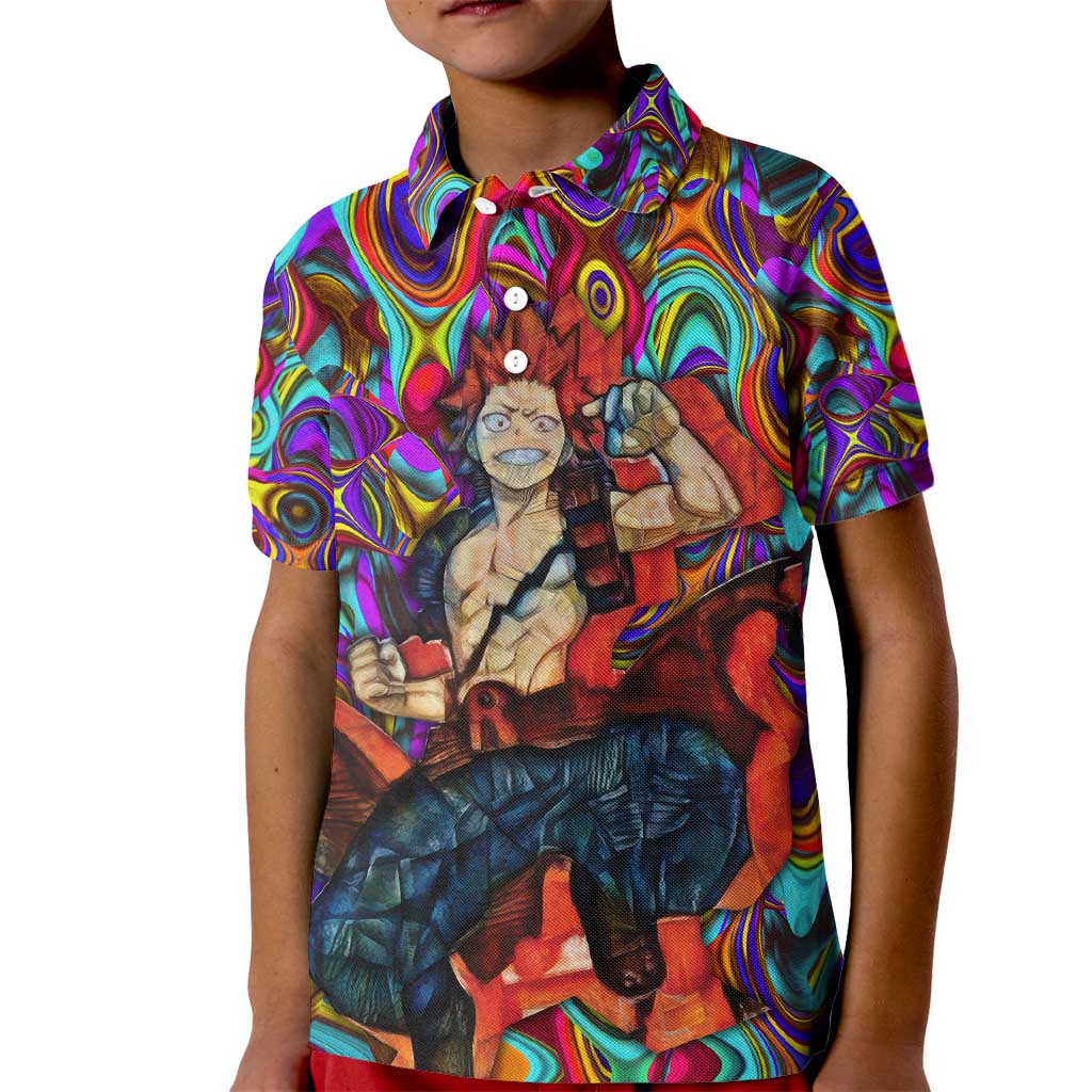 Trippy Kirishima Red Riot My Hero Academia Kid Polo Shirt Trippy Mix Anime Style - The Mazicc