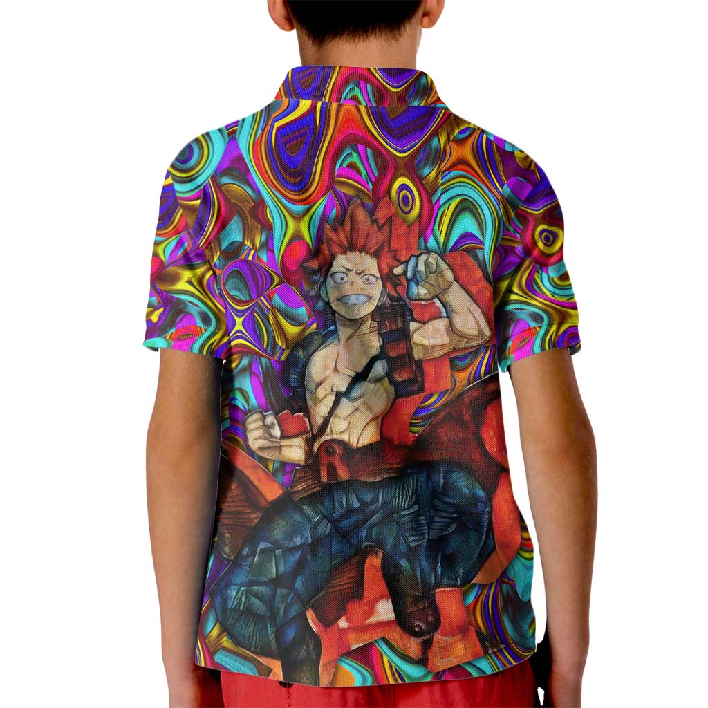 Trippy Kirishima Red Riot My Hero Academia Kid Polo Shirt Trippy Mix Anime Style - The Mazicc