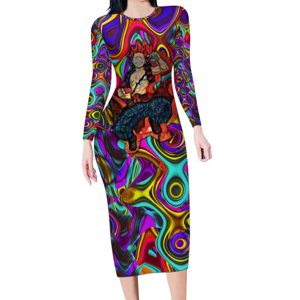 Trippy Kirishima Red Riot My Hero Academia Long Sleeve Bodycon Dress Trippy Mix Anime Style - The Mazicc