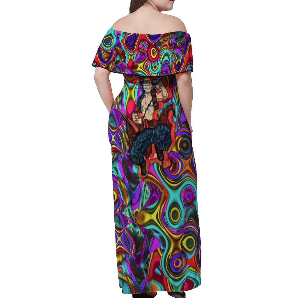 Trippy Kirishima Red Riot My Hero Academia Off Shoulder Maxi Dress Trippy Mix Anime Style - The Mazicc