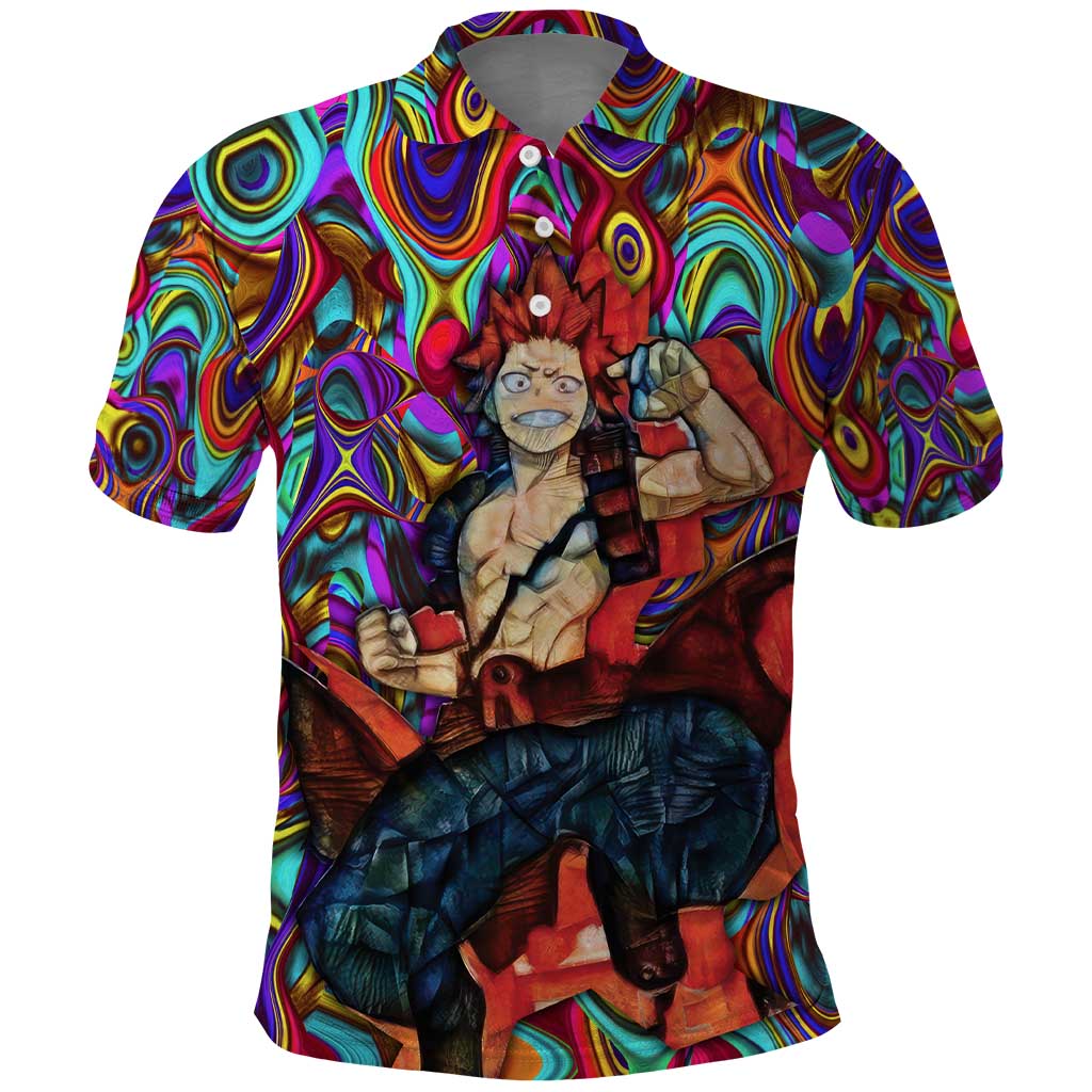 Trippy Kirishima Red Riot My Hero Academia Polo Shirt Trippy Mix Anime Style - The Mazicc