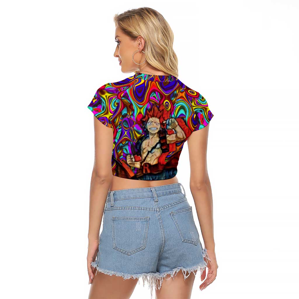 Trippy Kirishima Red Riot My Hero Academia Raglan Cropped T Shirt Trippy Mix Anime Style - The Mazicc