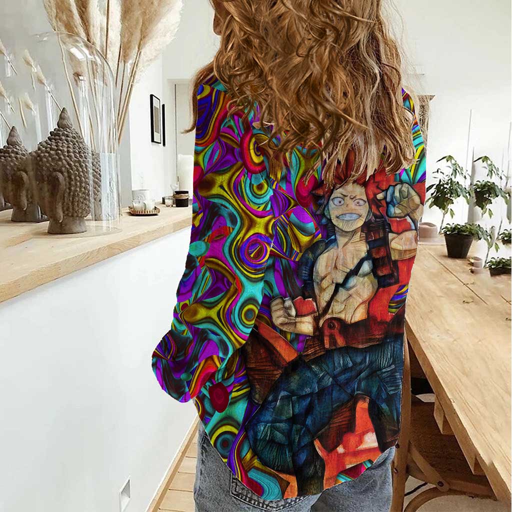 Trippy Kirishima Red Riot My Hero Academia Women Casual Shirt Trippy Mix Anime Style - The Mazicc