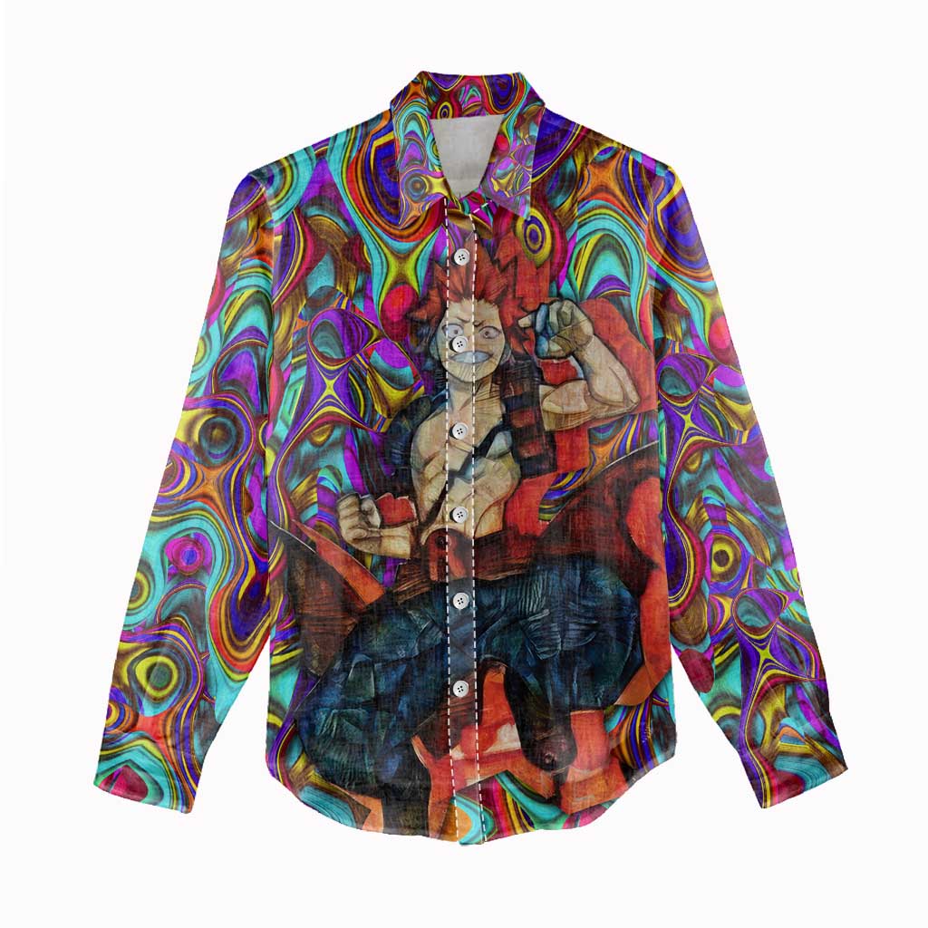 Trippy Kirishima Red Riot My Hero Academia Women Casual Shirt Trippy Mix Anime Style - The Mazicc
