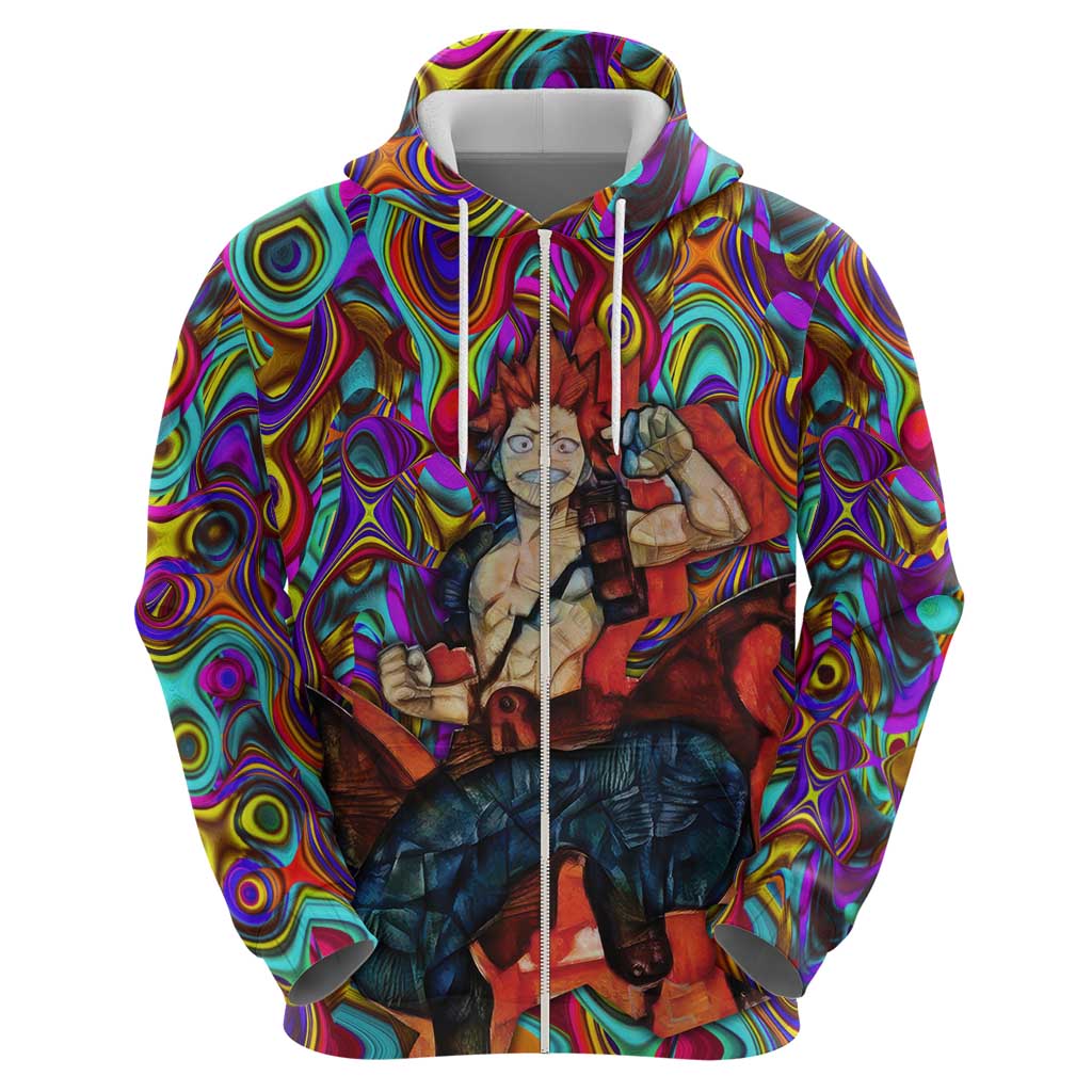 Trippy Kirishima Red Riot My Hero Academia Zip Hoodie Trippy Mix Anime Style - The Mazicc