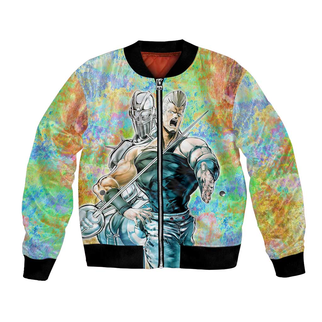Trippy Polnareff Silver Chariot Jojo’s Bizarre Adventure Bomber Jacket Trippy Mix Anime Style - The Mazicc