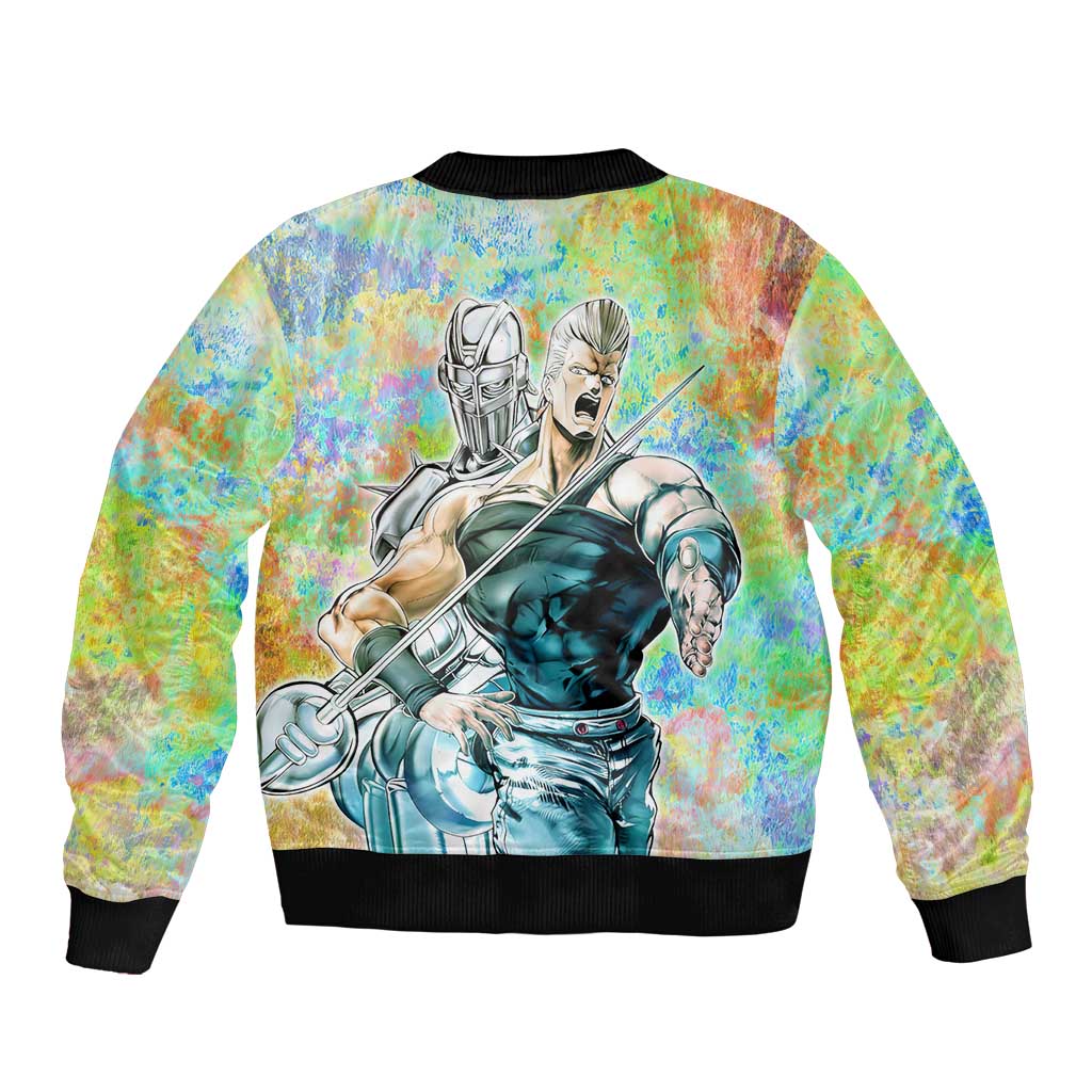 Trippy Polnareff Silver Chariot Jojo’s Bizarre Adventure Bomber Jacket Trippy Mix Anime Style - The Mazicc
