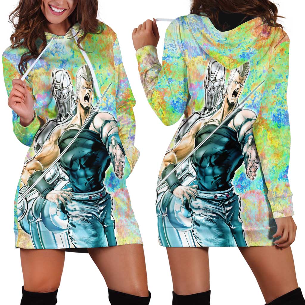 Trippy Polnareff Silver Chariot Jojo’s Bizarre Adventure Hoodie Dress Trippy Mix Anime Style - The Mazicc