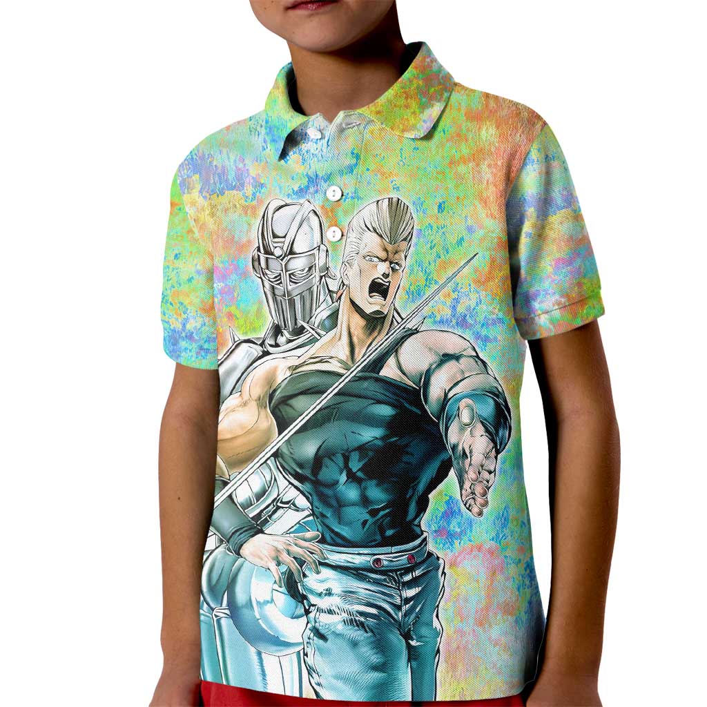 Trippy Polnareff Silver Chariot Jojo’s Bizarre Adventure Kid Polo Shirt Trippy Mix Anime Style - The Mazicc