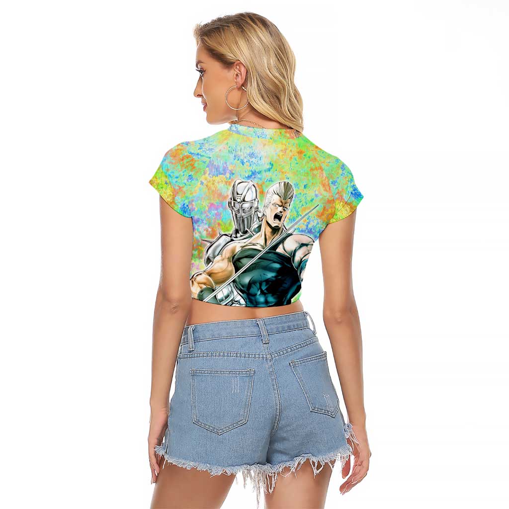 Trippy Polnareff Silver Chariot Jojo’s Bizarre Adventure Raglan Cropped T Shirt Trippy Mix Anime Style - The Mazicc
