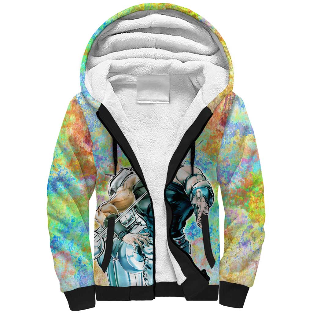 Trippy Polnareff Silver Chariot Jojo’s Bizarre Adventure Sherpa Hoodie Trippy Mix Anime Style - The Mazicc