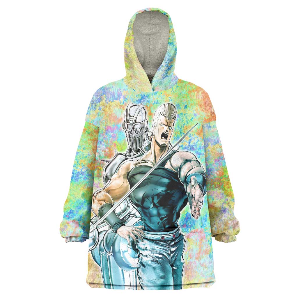 Trippy Polnareff Silver Chariot Jojo’s Bizarre Adventure Wearable Blanket Hoodie Trippy Mix Anime Style - The Mazicc