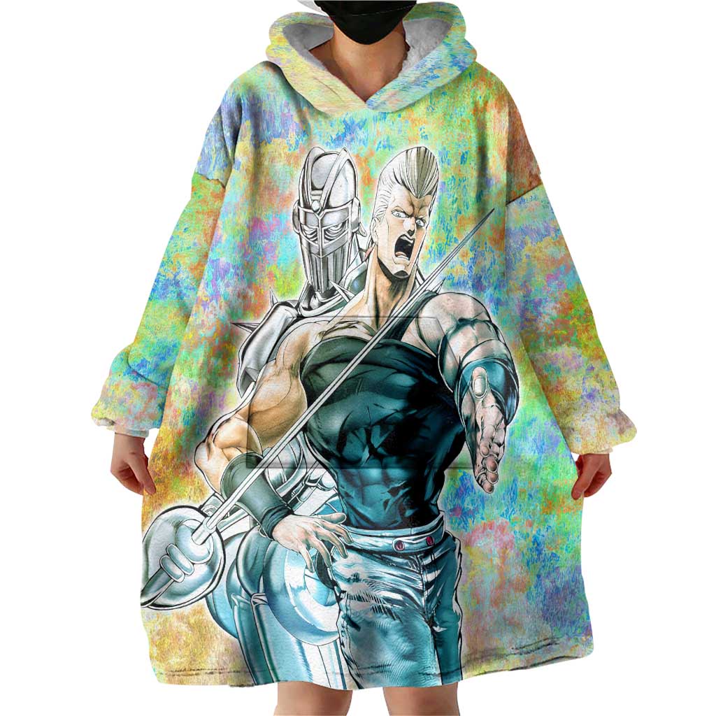 Trippy Polnareff Silver Chariot Jojo’s Bizarre Adventure Wearable Blanket Hoodie Trippy Mix Anime Style - The Mazicc