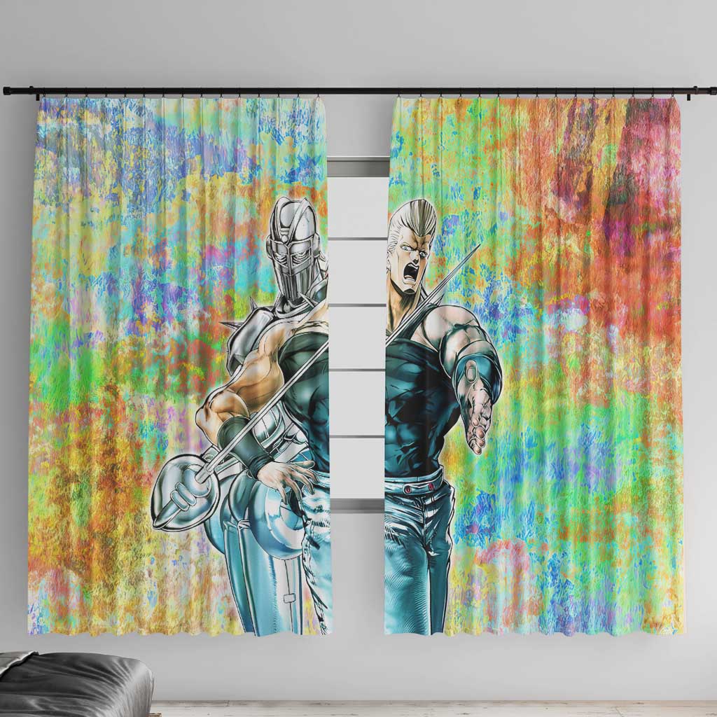 Trippy Polnareff Silver Chariot Jojo’s Bizarre Adventure Window Curtain Trippy Mix Anime Style - The Mazicc