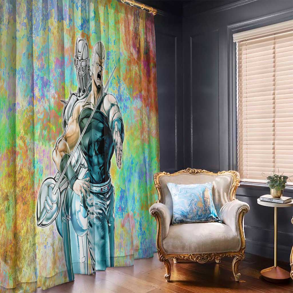 Trippy Polnareff Silver Chariot Jojo’s Bizarre Adventure Window Curtain Trippy Mix Anime Style - The Mazicc