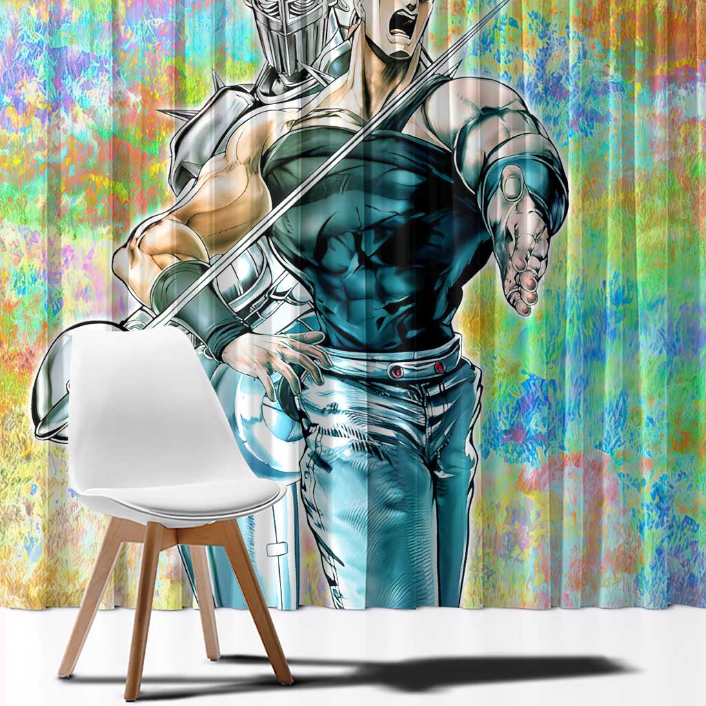 Trippy Polnareff Silver Chariot Jojo’s Bizarre Adventure Window Curtain Trippy Mix Anime Style - The Mazicc