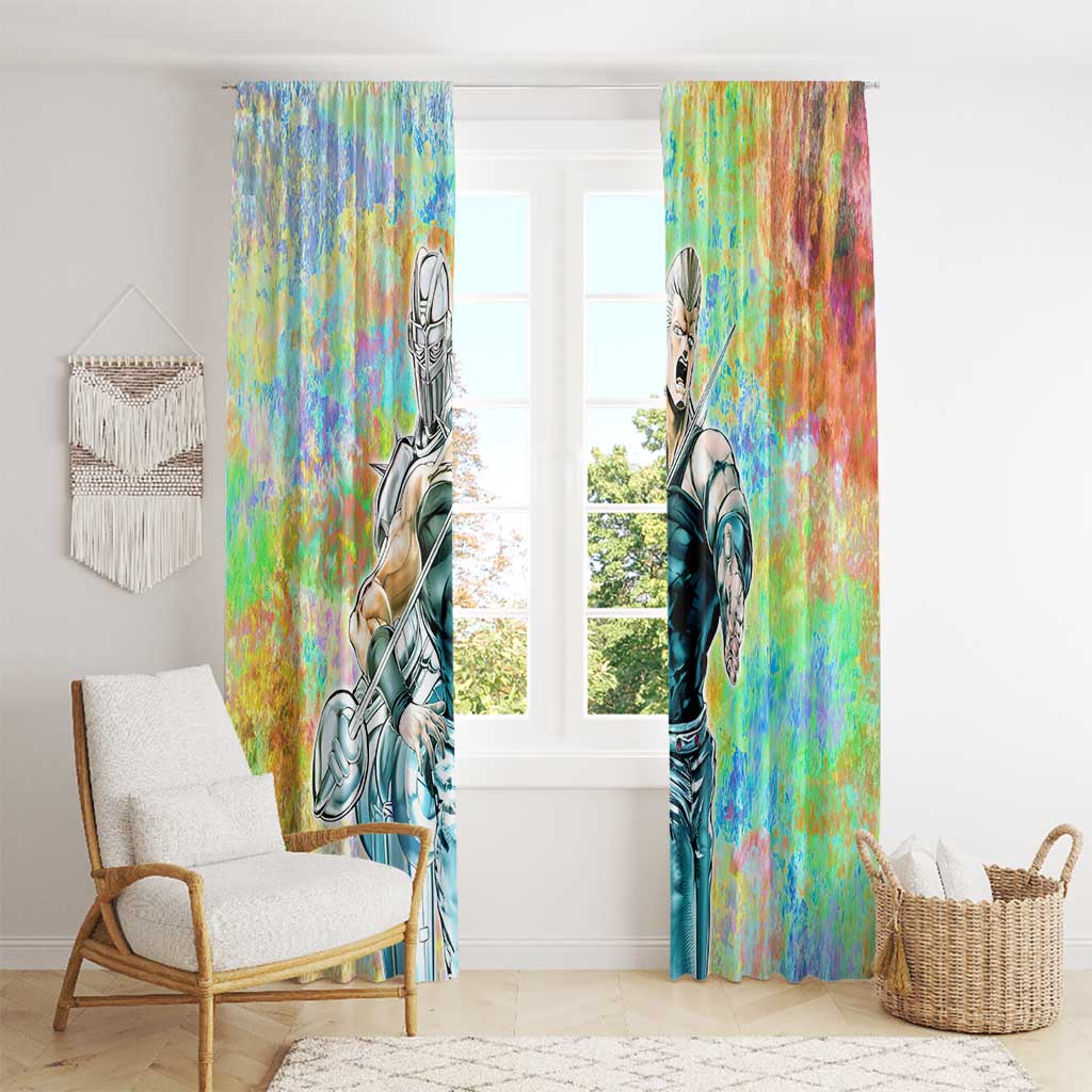 Trippy Polnareff Silver Chariot Jojo’s Bizarre Adventure Window Curtain Trippy Mix Anime Style - The Mazicc