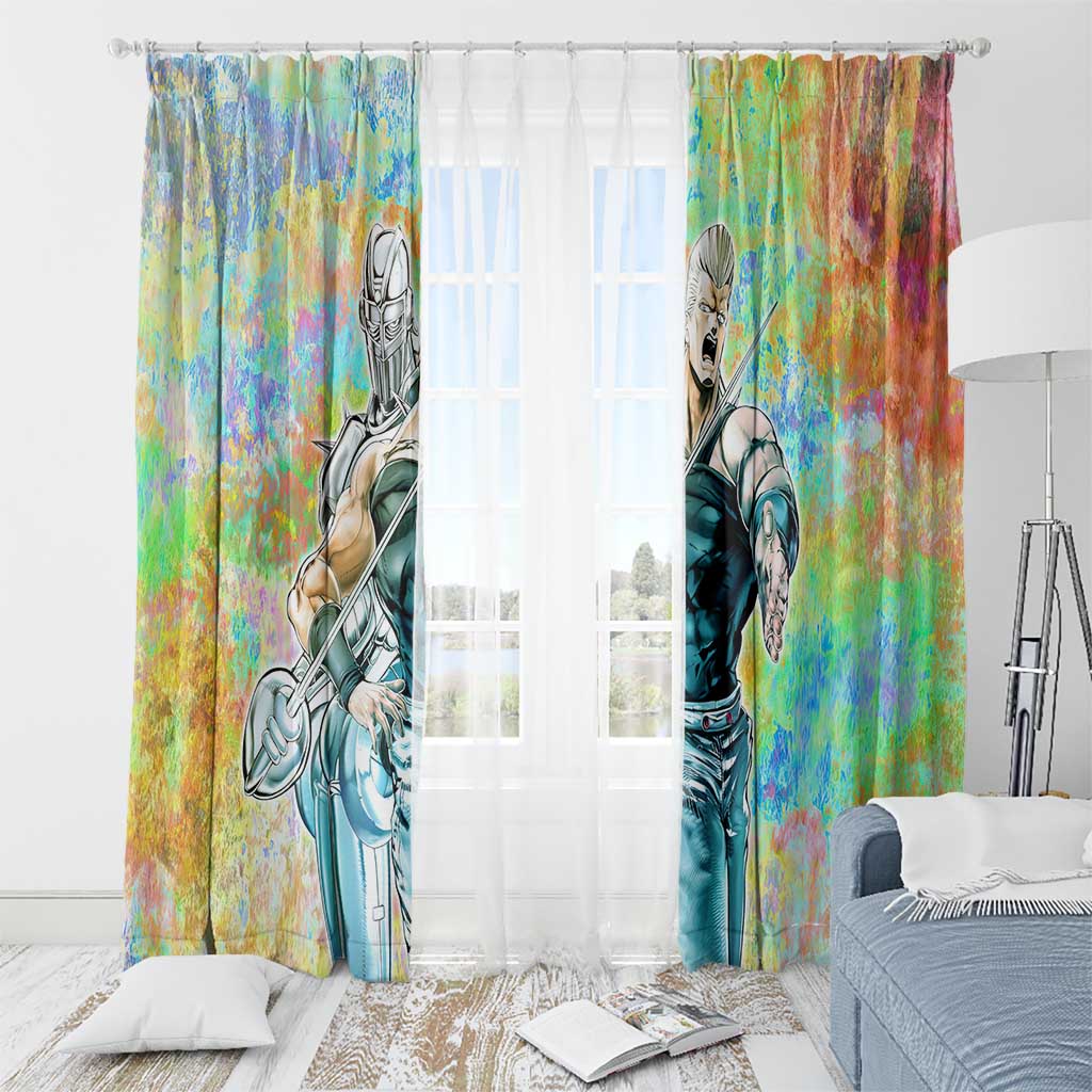Trippy Polnareff Silver Chariot Jojo’s Bizarre Adventure Window Curtain Trippy Mix Anime Style - The Mazicc