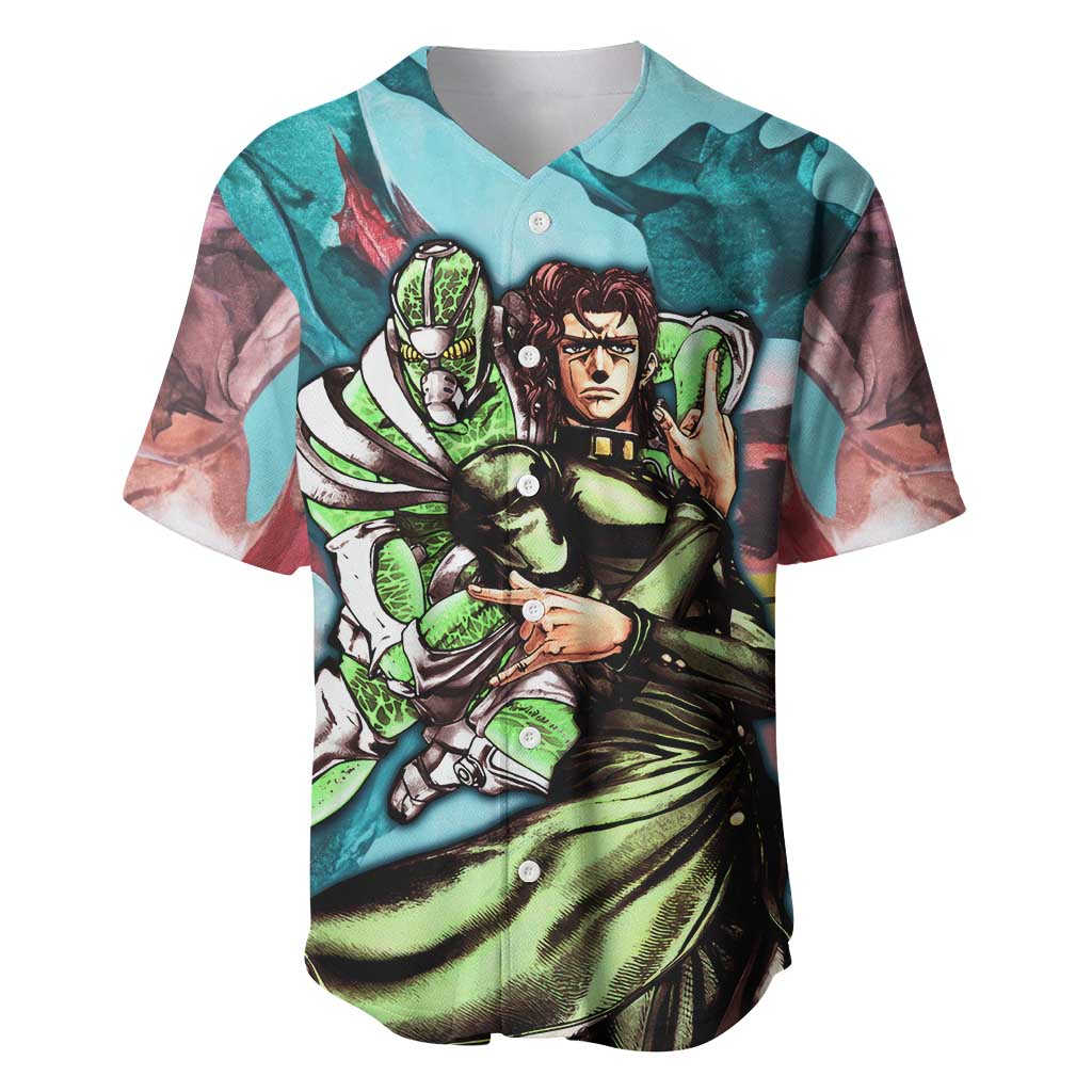 Trippy Kakyoin Hierophant Green Jojo’s Bizarre Adventure Baseball Jersey Trippy Mix Anime Style - The Mazicc