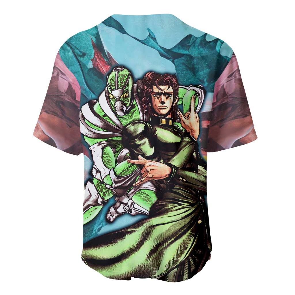 Trippy Kakyoin Hierophant Green Jojo’s Bizarre Adventure Baseball Jersey Trippy Mix Anime Style - The Mazicc