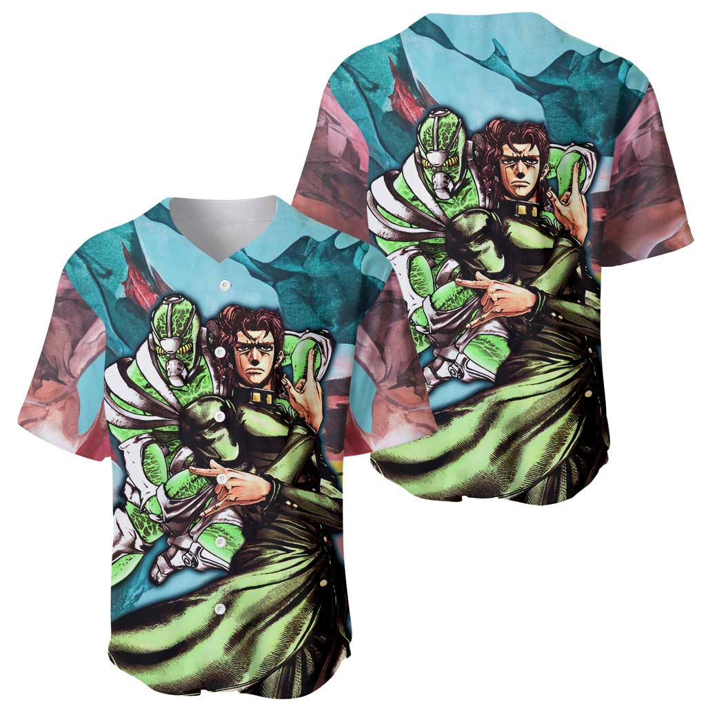 Trippy Kakyoin Hierophant Green Jojo’s Bizarre Adventure Baseball Jersey Trippy Mix Anime Style - The Mazicc