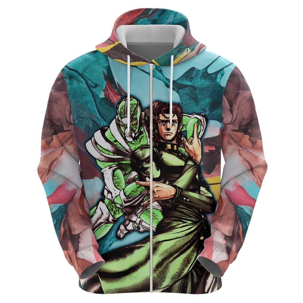 Trippy Kakyoin Hierophant Green Jojo’s Bizarre Adventure Hoodie Trippy Mix Anime Style - The Mazicc