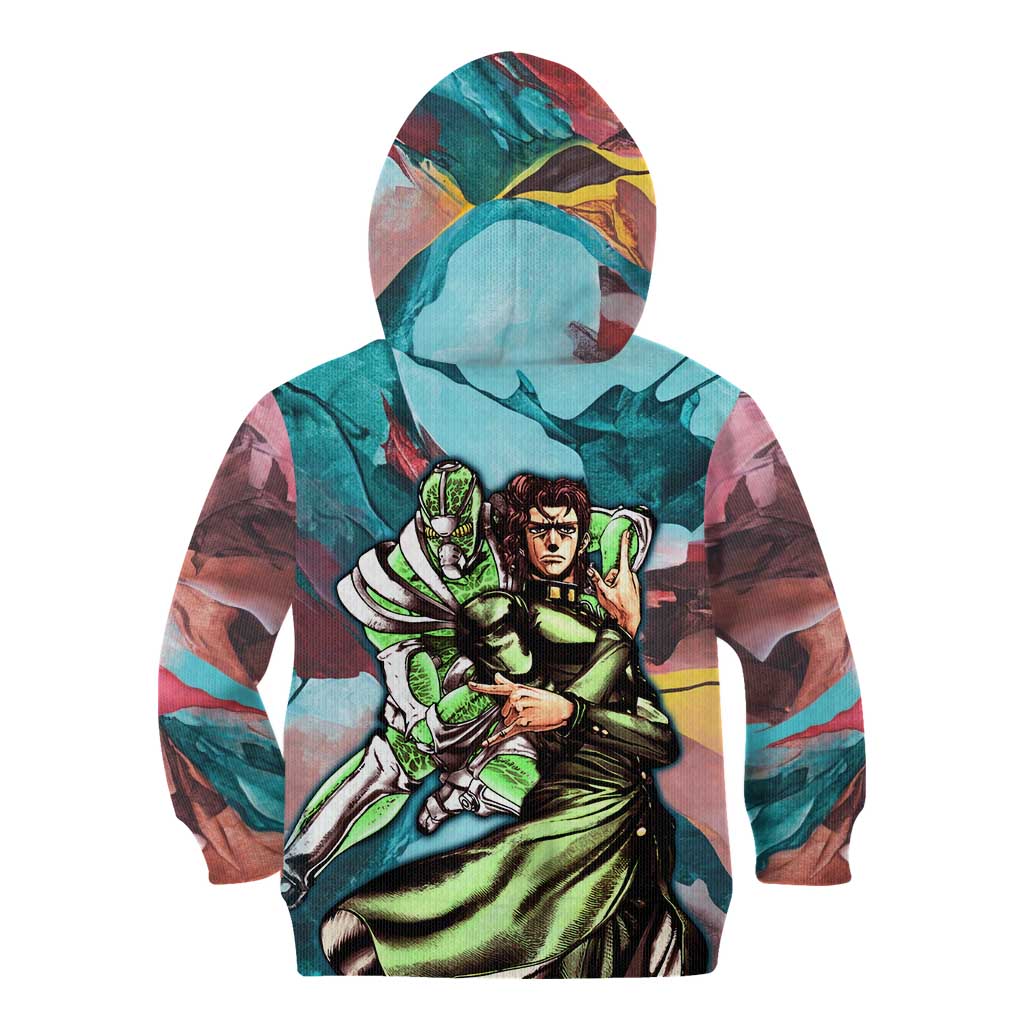 Trippy Kakyoin Hierophant Green Jojo’s Bizarre Adventure Kid Hoodie Trippy Mix Anime Style - The Mazicc