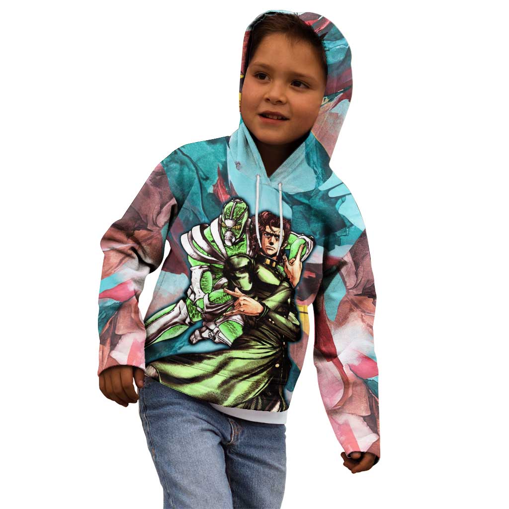 Trippy Kakyoin Hierophant Green Jojo’s Bizarre Adventure Kid Hoodie Trippy Mix Anime Style - The Mazicc