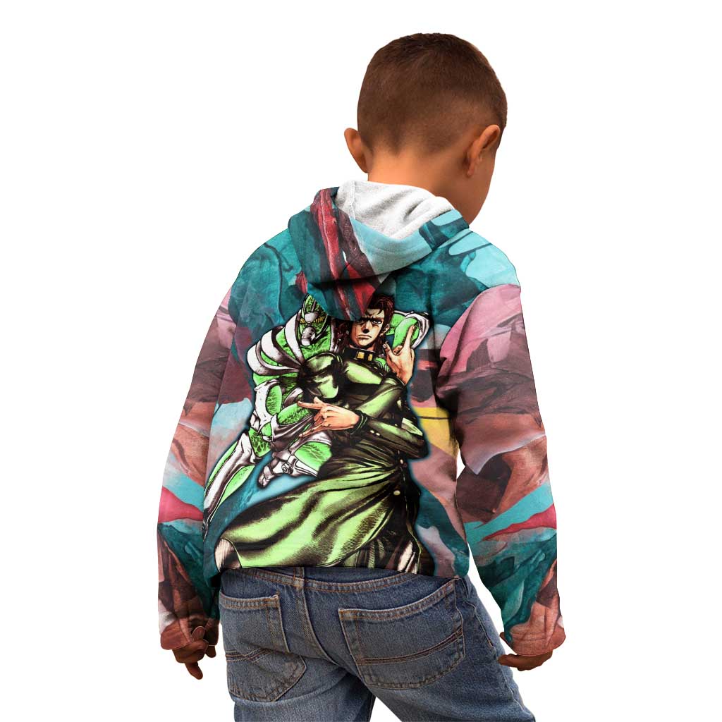 Trippy Kakyoin Hierophant Green Jojo’s Bizarre Adventure Kid Hoodie Trippy Mix Anime Style - The Mazicc