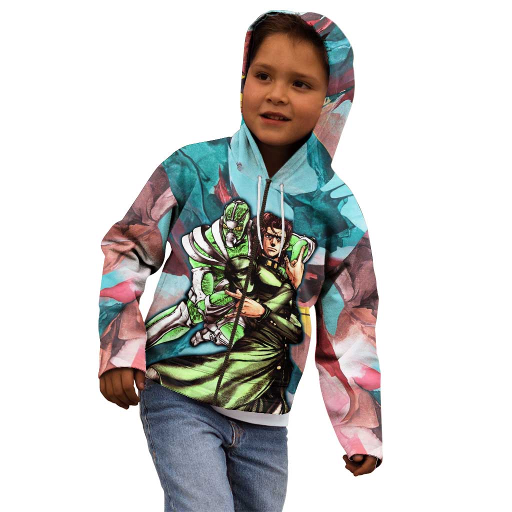 Trippy Kakyoin Hierophant Green Jojo’s Bizarre Adventure Kid Hoodie Trippy Mix Anime Style - The Mazicc