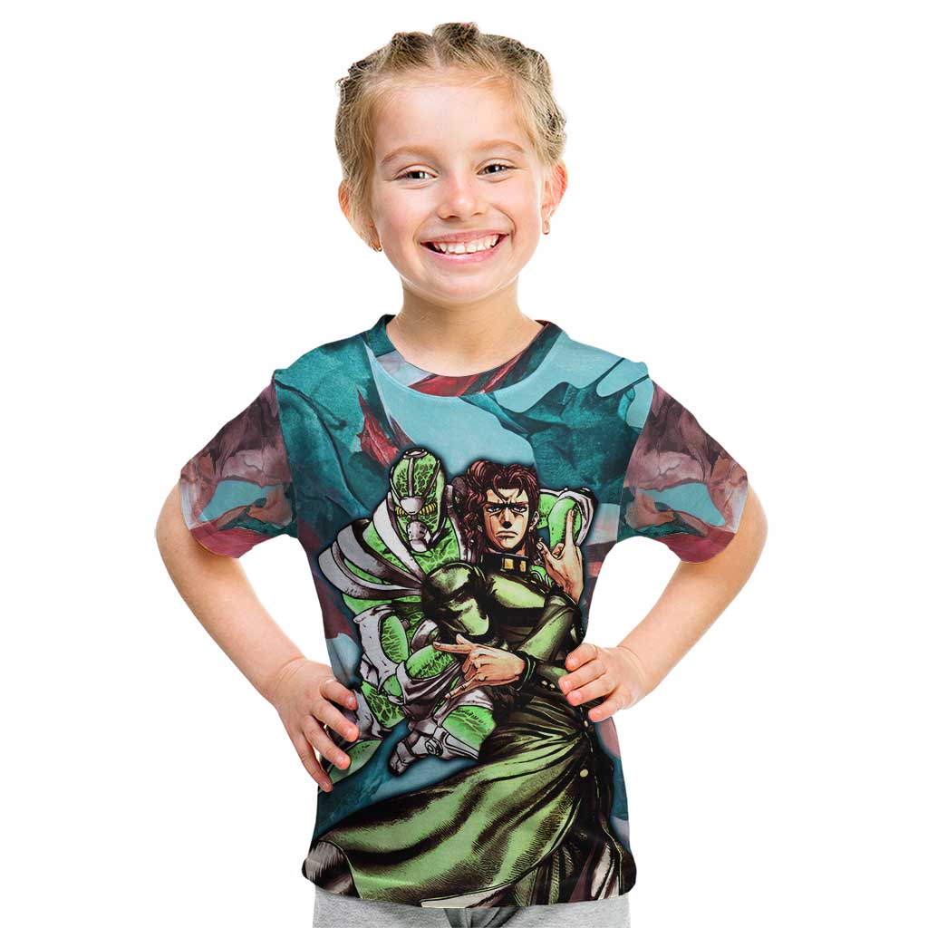 Trippy Kakyoin Hierophant Green Jojo’s Bizarre Adventure Kid T Shirt Trippy Mix Anime Style - The Mazicc