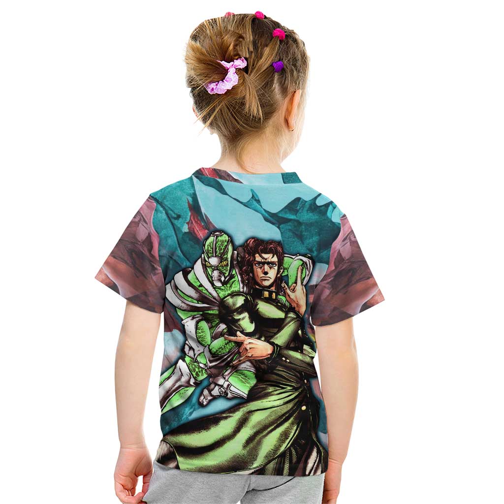 Trippy Kakyoin Hierophant Green Jojo’s Bizarre Adventure Kid T Shirt Trippy Mix Anime Style - The Mazicc