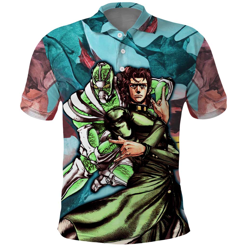 Trippy Kakyoin Hierophant Green Jojo’s Bizarre Adventure Polo Shirt Trippy Mix Anime Style - The Mazicc