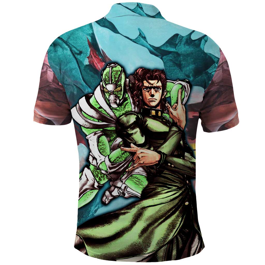 Trippy Kakyoin Hierophant Green Jojo’s Bizarre Adventure Polo Shirt Trippy Mix Anime Style - The Mazicc