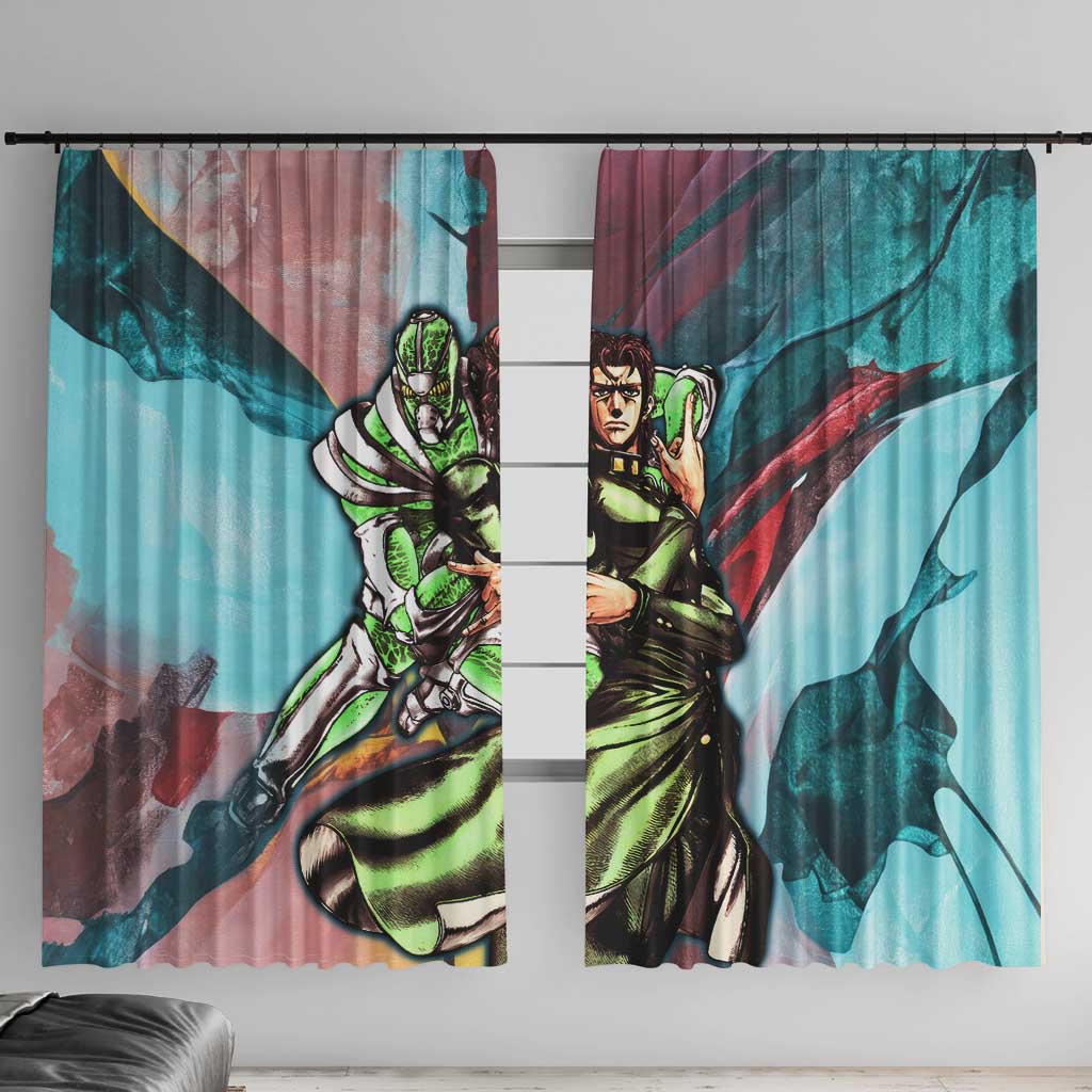Trippy Kakyoin Hierophant Green Jojo’s Bizarre Adventure Window Curtain Trippy Mix Anime Style - The Mazicc