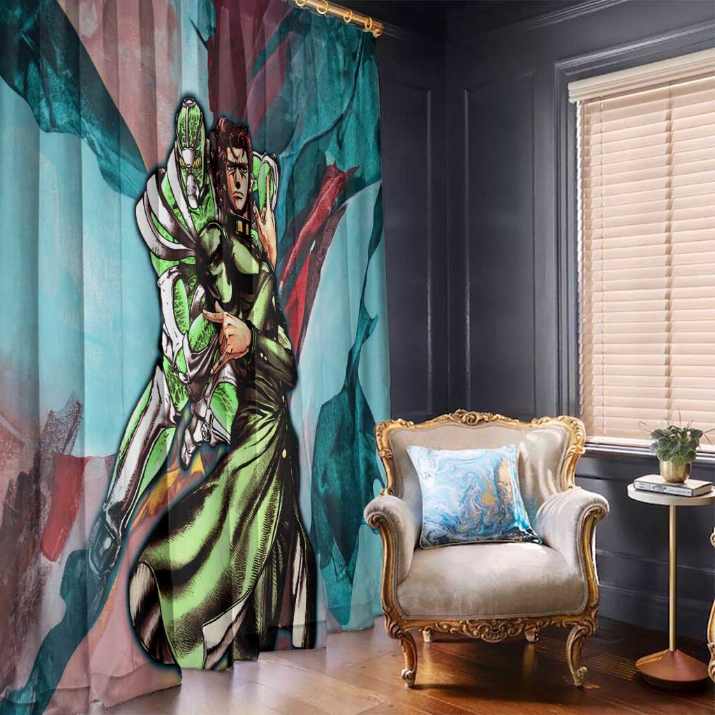 Trippy Kakyoin Hierophant Green Jojo’s Bizarre Adventure Window Curtain Trippy Mix Anime Style - The Mazicc