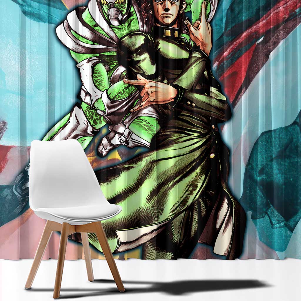 Trippy Kakyoin Hierophant Green Jojo’s Bizarre Adventure Window Curtain Trippy Mix Anime Style - The Mazicc
