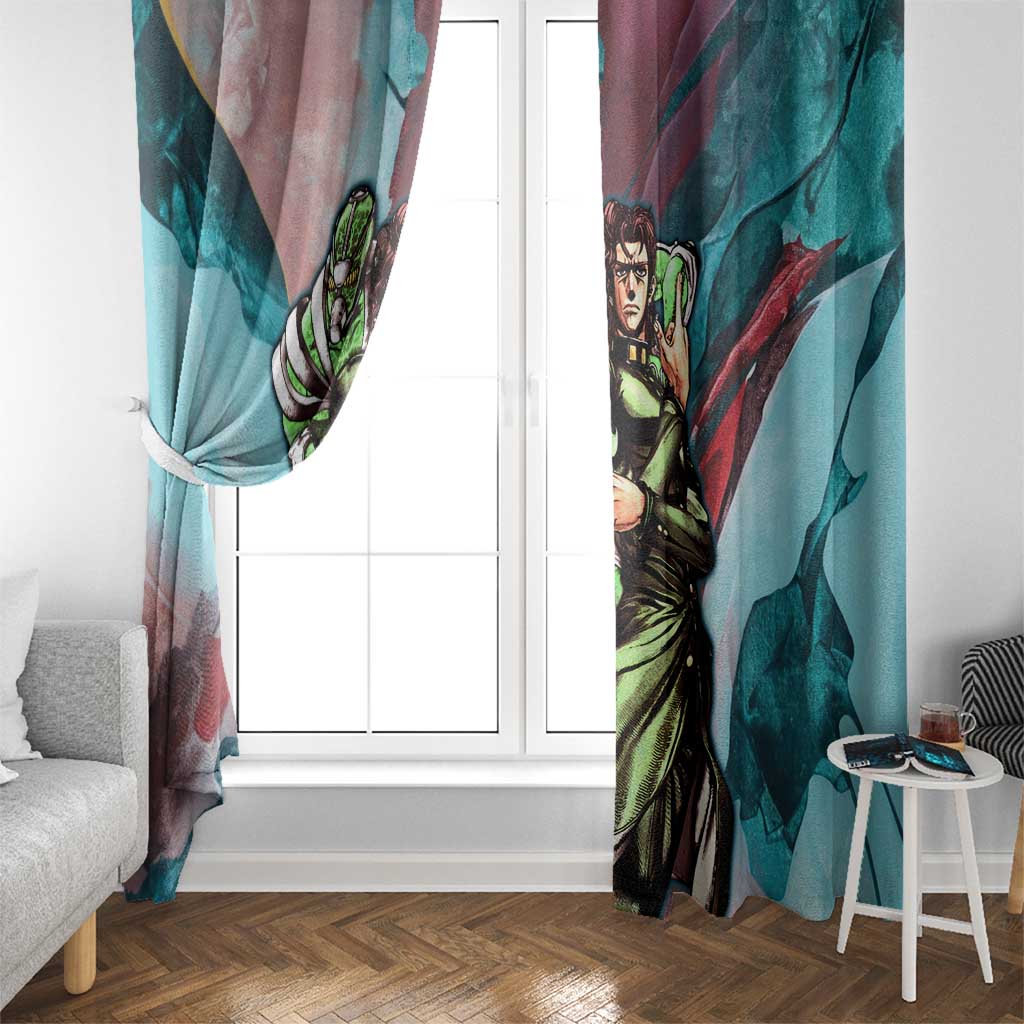 Trippy Kakyoin Hierophant Green Jojo’s Bizarre Adventure Window Curtain Trippy Mix Anime Style - The Mazicc