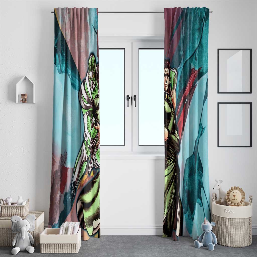 Trippy Kakyoin Hierophant Green Jojo’s Bizarre Adventure Window Curtain Trippy Mix Anime Style - The Mazicc
