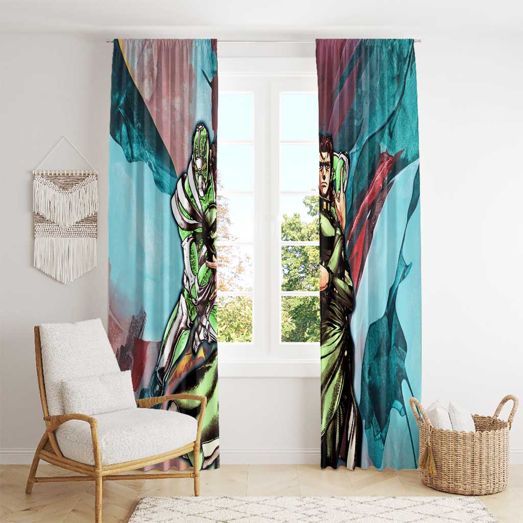 Trippy Kakyoin Hierophant Green Jojo’s Bizarre Adventure Window Curtain Trippy Mix Anime Style - The Mazicc