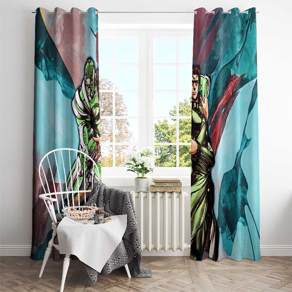 Trippy Kakyoin Hierophant Green Jojo’s Bizarre Adventure Window Curtain Trippy Mix Anime Style - The Mazicc